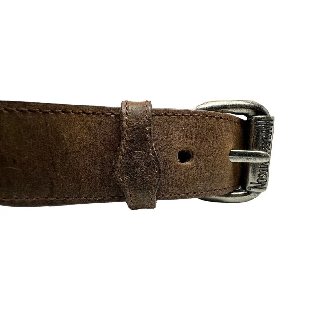 HARLEY-DAVIDSON MEN FULL GRAIN COWHIDE LEATHER BROWN BELT 98481-95VM S 28/30
